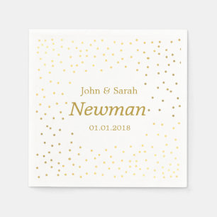 Moderne Imitate Goldpolka-Punkte Hochzeit Serviette