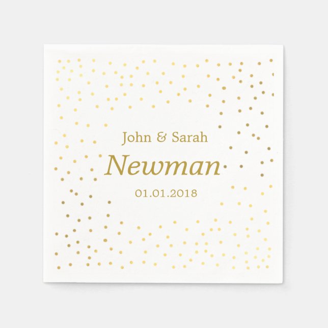 Moderne Imitate Goldpolka-Punkte Hochzeit Serviette (Vorderseite)