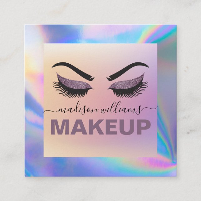 Moderne Imitate Holographische Elegant-Signatur-Sc Quadratische Visitenkarte (Vorderseite)