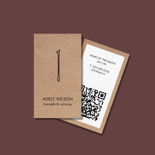 Moderne Imitate Kraft White QR Code Haare Button S Visitenkarte