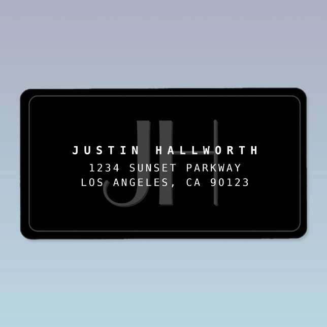 Moderne Imitate mit Mit Monogramm Geschäftsadresse Adressaufkleber (Von Creator hochgeladen)
