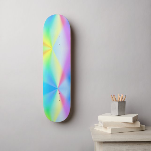 Moderne Imitate mit pastellfarbenem Regenbogen Skateboard (Wandkunst)