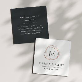 Moderne Imitate Rose Gold Abstrakt Monogram Quadratische Visitenkarte