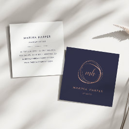 Moderne Imitate Rose Gold Abstrakt Quadratische Visitenkarte