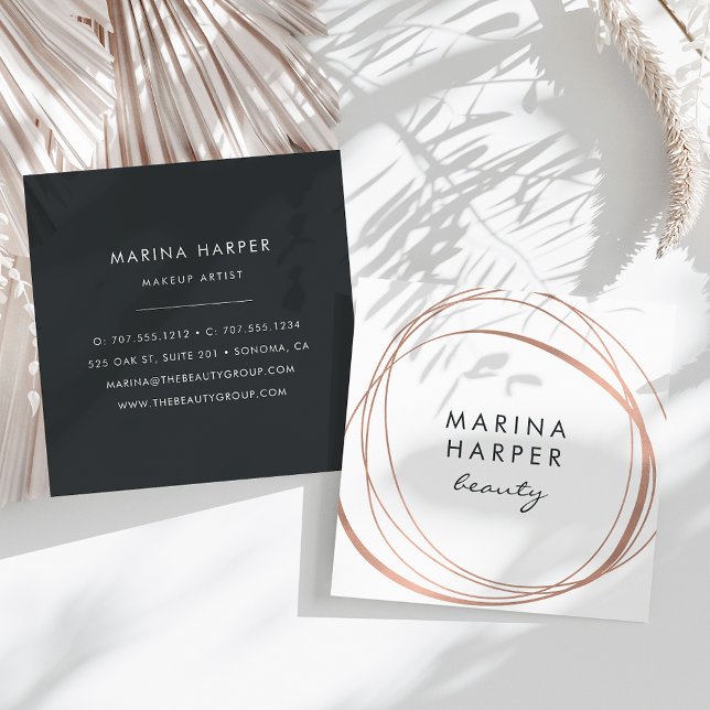 Moderne Imitate Rose Gold Abstrakt Quadratische Visitenkarte (Von Creator hochgeladen)