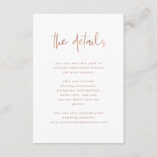 Moderne Imitate Rose Gold Angaben zum Hochzeitga Begleitkarte