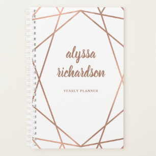 Moderne Imitate Rose Gold Geometrie auf Weiß Planer