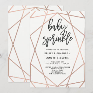 Moderne Imitate Rose Gold Geometrie   Baby Sprinkl Einladung