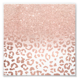 Moderne Imitate Rose Gold Glitzer Ober Leopard Fotodruck