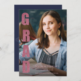 Moderne Imitate Rose Gold GRAD Foto Abschluss Einladung
