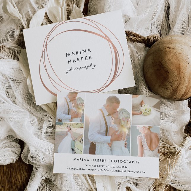 Moderne Imitate Rose Gold Logo 5-Foto Collage Postkarte (Von Creator hochgeladen)