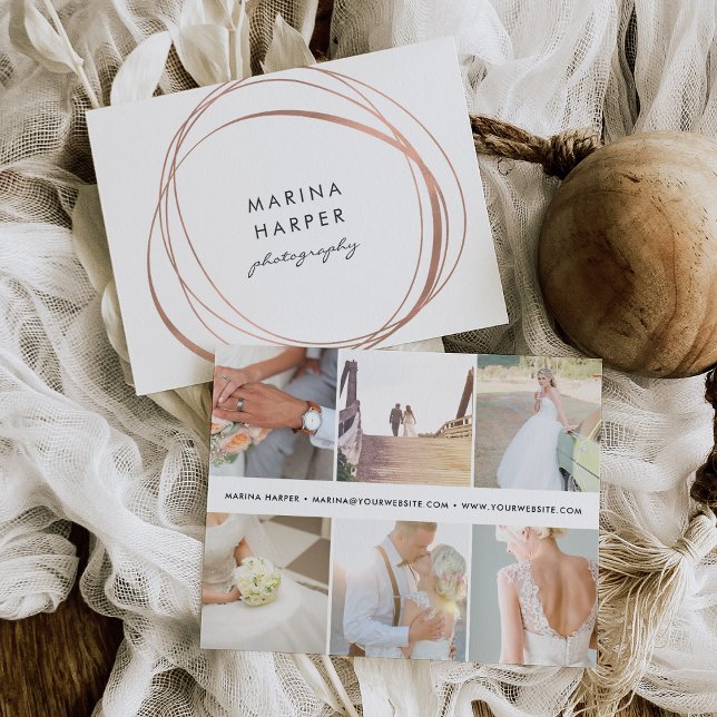 Moderne Imitate Rose Gold Logo 6-Foto Postkarte (Von Creator hochgeladen)