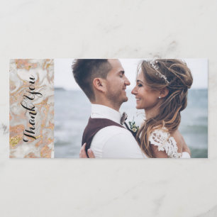 Moderne Imitate Rose Gold Marmor Hochzeit Vielen D Dankeskarte