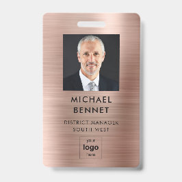 Moderne Imitate Rose Gold Metallic Corporate Foto  Ausweis