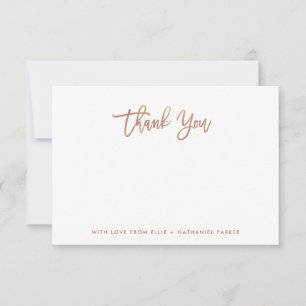 Moderne Imitate Rose Gold Script Dankeskarte