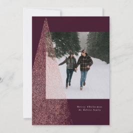 Moderne Imitate Rose Weihnachtsbaumplakat Foto Feiertagskarte