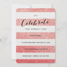 Moderne Imitate Roter Glitzer Party Einladung