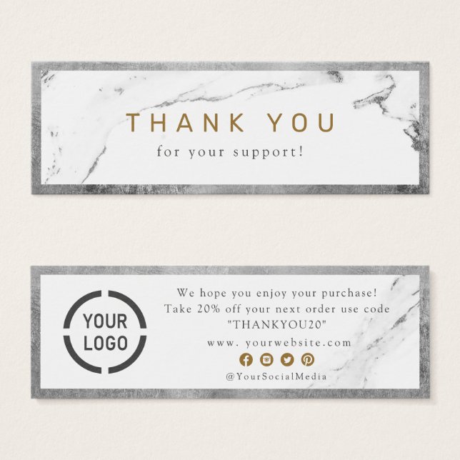 Moderne Imitate silberne Marmor Luxus-Business Vie (Vorne & Hinten)