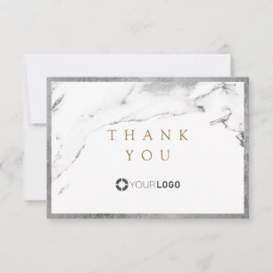 Moderne Imitate silberne Marmor Luxus-Business Vie Dankeskarte