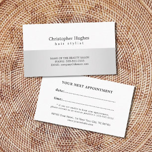 Moderne Imitate Silver White Hair Stylist Ernennun Terminkarte