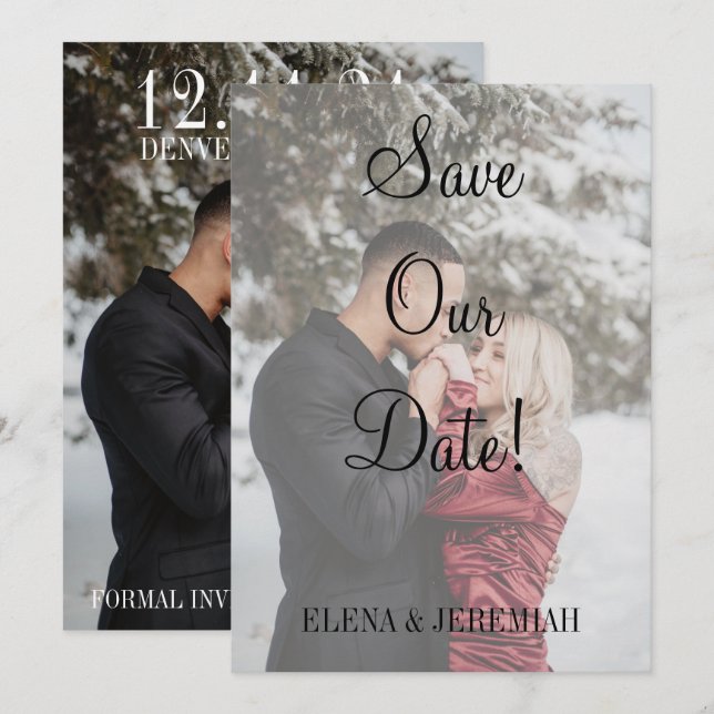 Moderne Imitate Vellum Foto Save The Date (Vorne/Hinten)