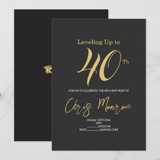 Moderne Imitats Gold & Black Birthday Einladung