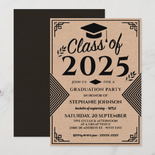 Moderne Imitats Kunsthandwerk Art Deco Graduation  Einladung