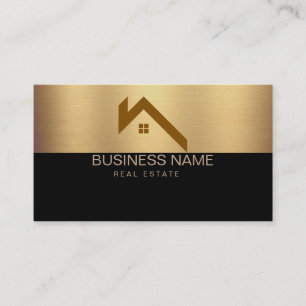 Moderne Immobilien-Haus-Logo Schwarz & Gold Visitenkarte