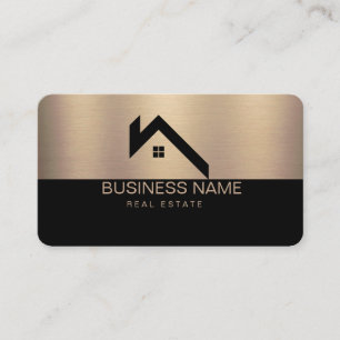 Moderne Immobilien-Haus-Logo Schwarz & Gold Visitenkarte
