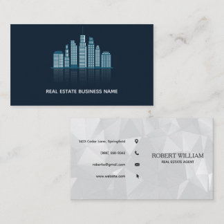 Moderne Immobilienbranche mit Navyblauer Skyline Visitenkarte