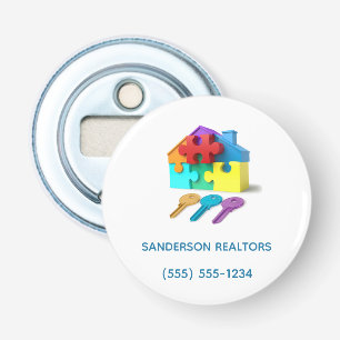 Moderne Immobilienbranche - Werbung für Real Anwes Flaschenöffner