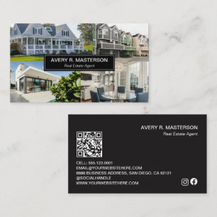 Moderne Immobilienfotos QR-Code anpassbar Visitenkarte
