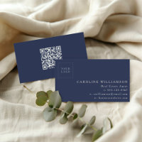 Moderne Immobilienmakler-Branding-QR-Code in Navy-