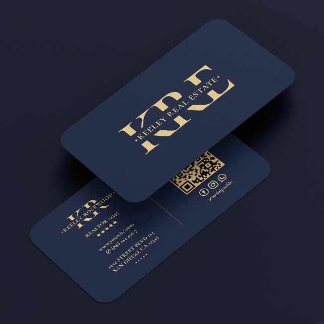 Moderne Immobilienmakler Broker Navy Blue Visitenkarte (Modern Realtor Mortgage Broker Navy Blue Business Card
)