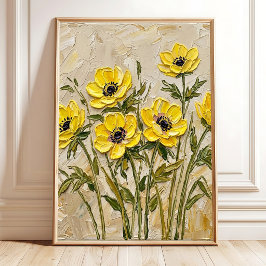 Moderne Impasto-Anemone-Wandkunst Leinwanddruck Poster