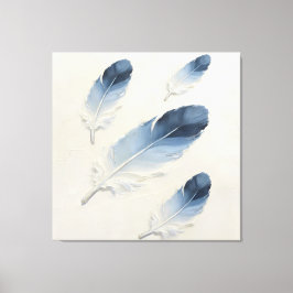 Moderne Impasto strukturierte blaue Feder-Öl-Kunst Leinwanddruck
