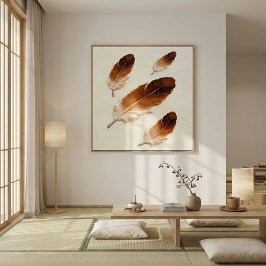 Moderne Impasto Texturierte Braune Feder Öl Kunst Leinwanddruck