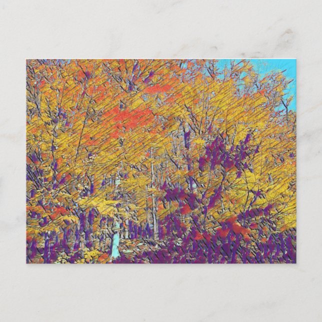 moderne impressionistische Bäume Postkarte (Vorderseite)