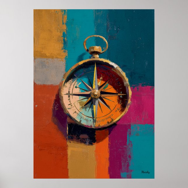 Moderne impressionistische Kompass-Malerei Richtun Poster (Vorne)