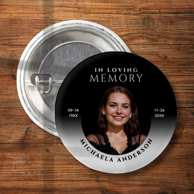 Moderne In-Loving-Memory-Foto-Trauerfeier/Andenken Button (Von Creator hochgeladen)