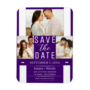 Moderne Indigo-Lila Save the Date Hochzeitsfoto Magnet