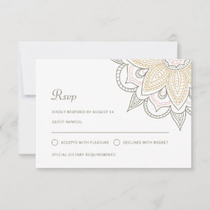 Moderne indische Elegant Mehndi Hindu Wedding RSVP Karte