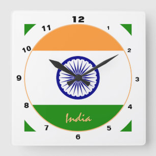 Moderne indische Flagge, patriotische indische Zuh Quadratische Wanduhr