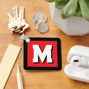 Moderne individuelle Anfangsbuchstaben-Monogramm-M Schlüsselanhänger