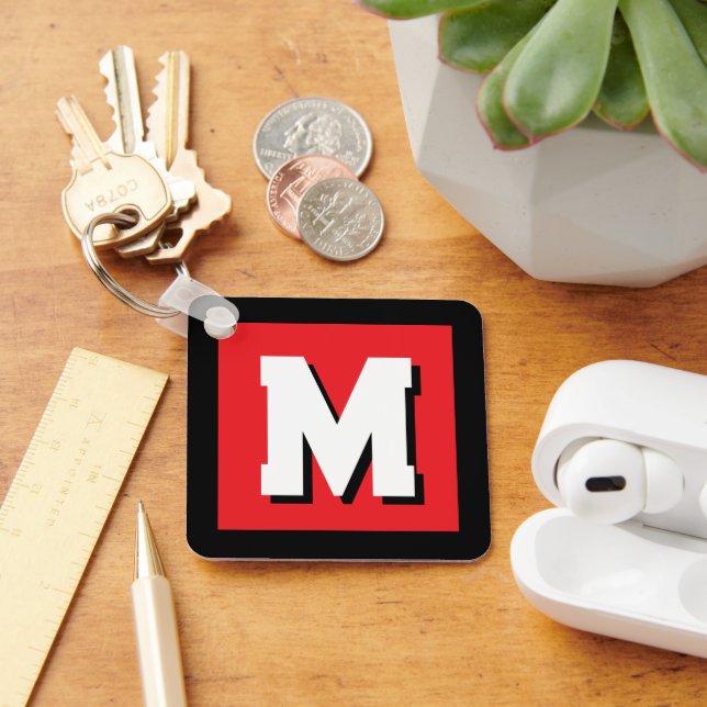 Moderne individuelle Anfangsbuchstaben-Monogramm-M Schlüsselanhänger (Schreibtisch)