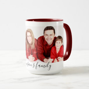 Moderne individuelle Familienfoto- & Text- Tasse