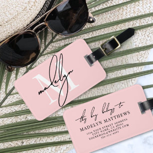 Moderne individuelle feminine Blush-Rosa-Monogramm Gepäckanhänger