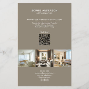 Moderne individuelle Foto-QR-Taupe professionelle  Flyer
