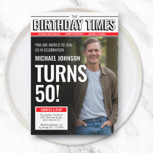 Moderne individuelle Foto-Zeitungsausgabe zum 50. Einladung