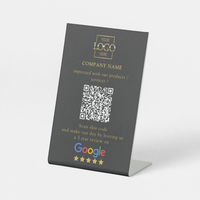 Moderne individuelle Google-Bewertungen QR-Code Fi Sockelschild (Vorderseite)